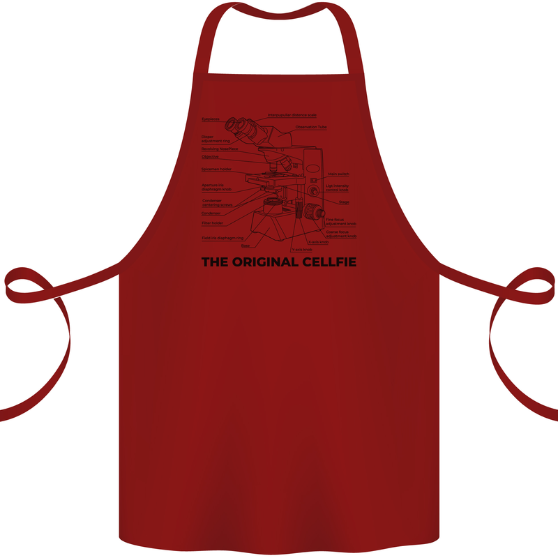 Microscope Original Sellfie Funny Biology Cotton Apron 100% Organic Maroon