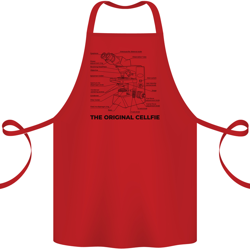 Microscope Original Sellfie Funny Biology Cotton Apron 100% Organic Red