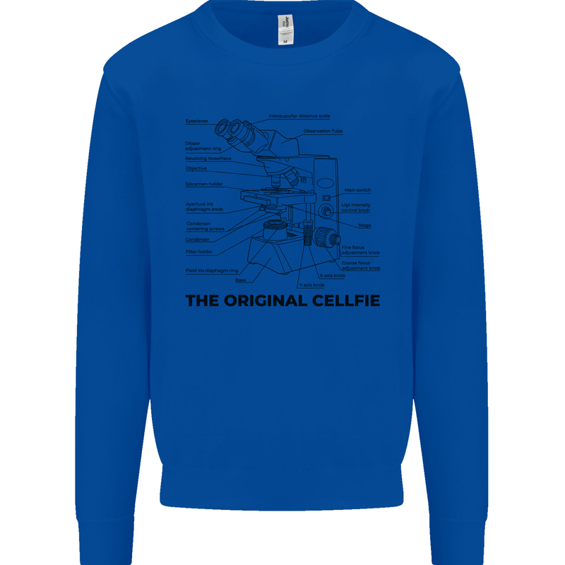 Microscope Original Sellfie Funny Biology Kids Sweatshirt Jumper Royal Blue