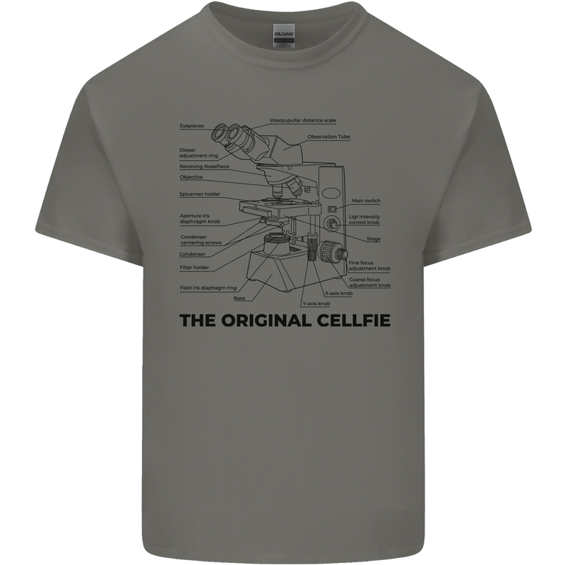 Microscope Original Sellfie Funny Biology Kids T-Shirt Childrens Charcoal