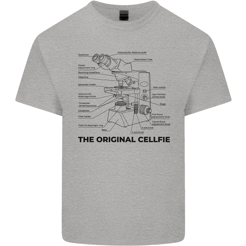 Microscope Original Sellfie Funny Biology Kids T-Shirt Childrens Sports Grey