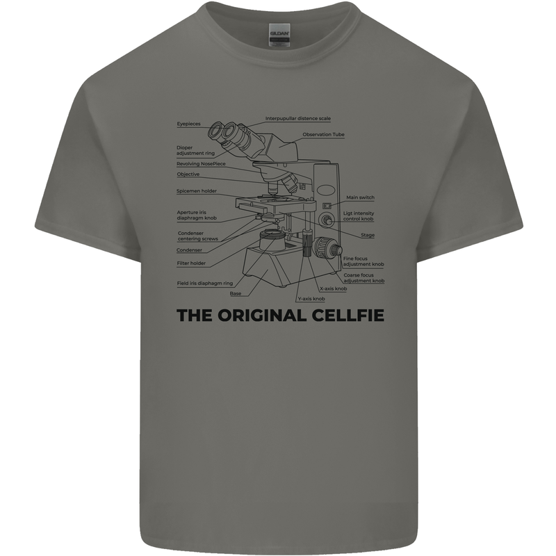 Microscope Original Sellfie Funny Biology Mens Cotton T-Shirt Tee Top Charcoal