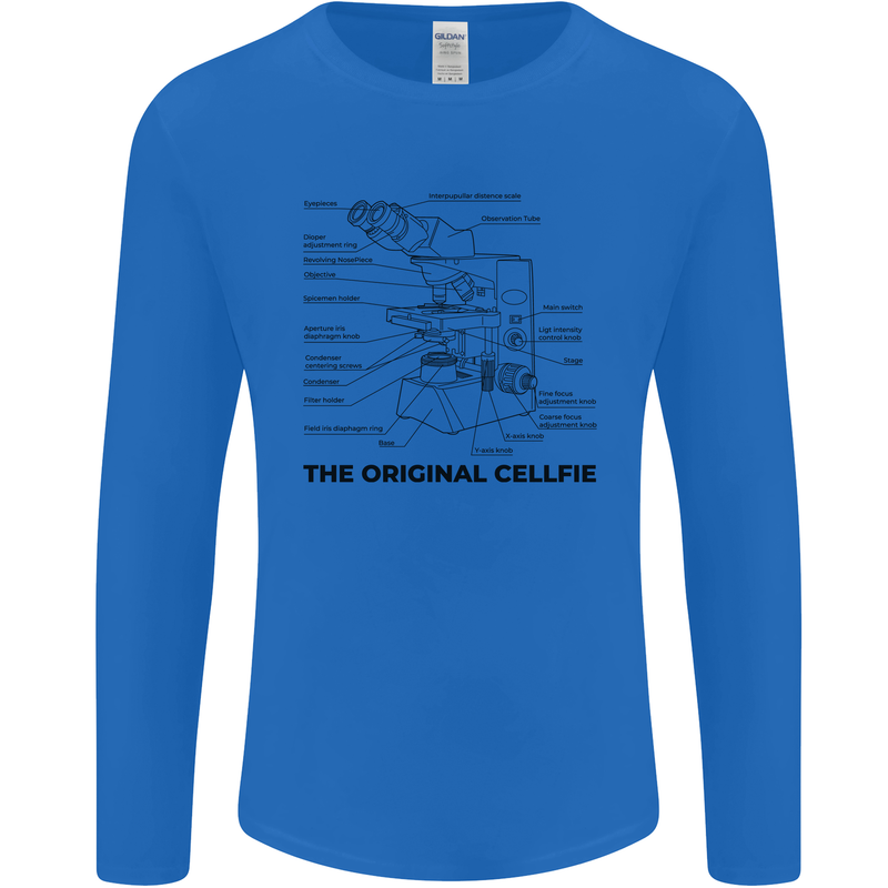 Microscope Original Sellfie Funny Biology Mens Long Sleeve T-Shirt Royal Blue