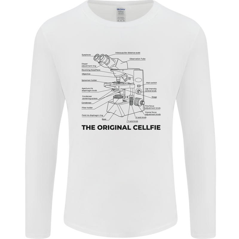Microscope Original Sellfie Funny Biology Mens Long Sleeve T-Shirt White