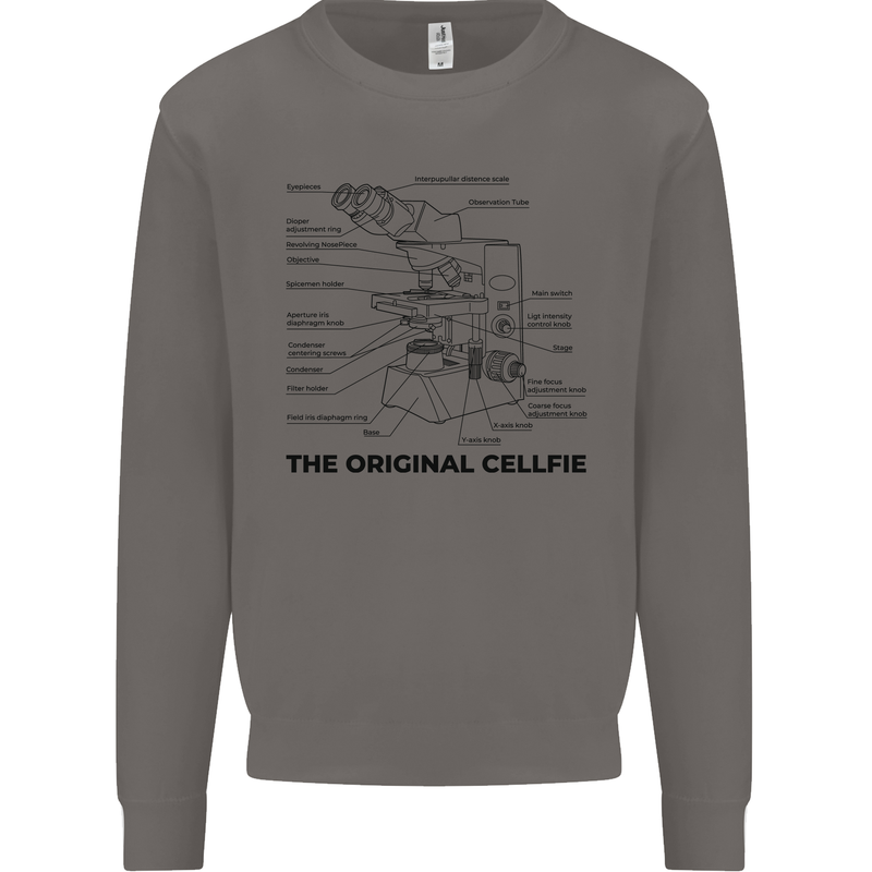Microscope Original Sellfie Funny Biology Mens Sweatshirt Jumper Charcoal