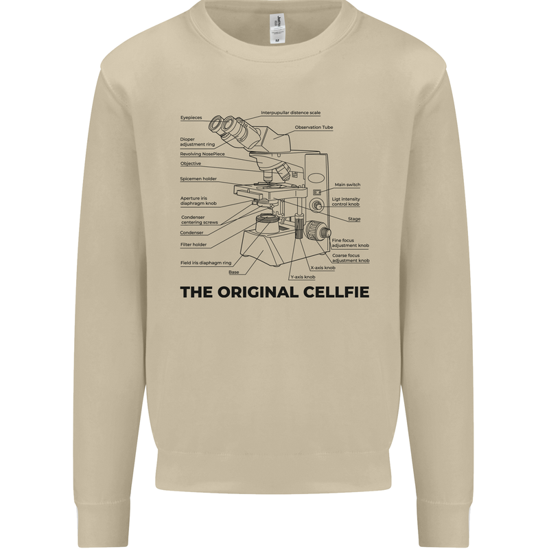 Microscope Original Sellfie Funny Biology Mens Sweatshirt Jumper Sand