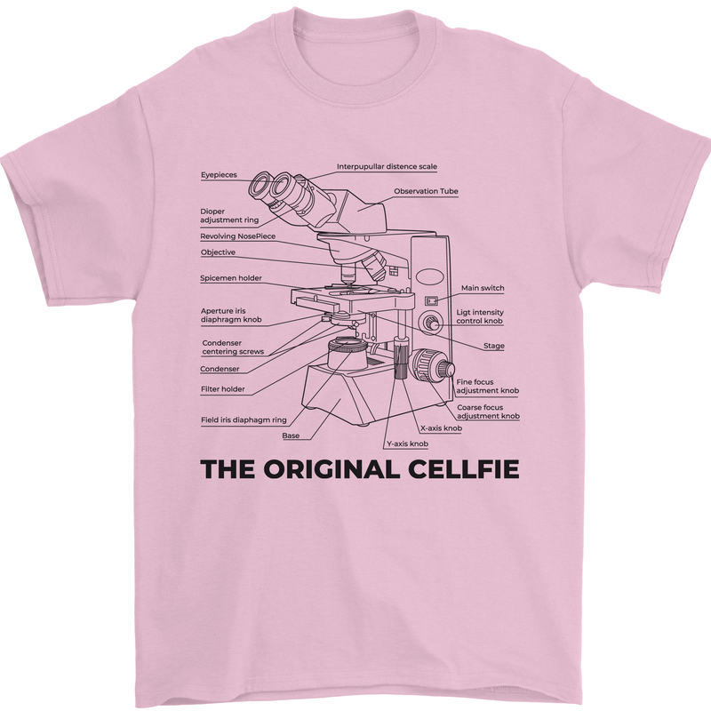 Microscope Original Sellfie Funny Biology Mens T-Shirt Cotton Gildan Light Pink