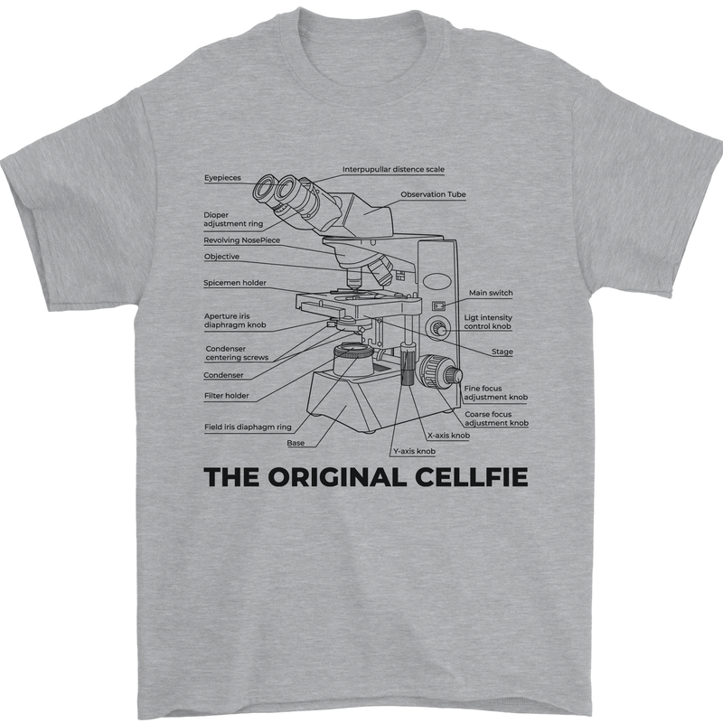 Microscope Original Sellfie Funny Biology Mens T-Shirt Cotton Gildan Sports Grey