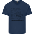 Microscope Original Sellfie Funny Biology Mens V-Neck Cotton T-Shirt Navy Blue