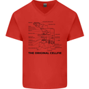 Microscope Original Sellfie Funny Biology Mens V-Neck Cotton T-Shirt Red