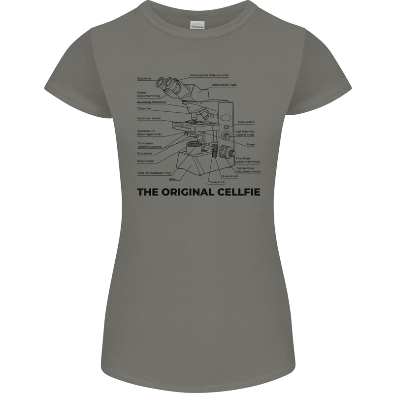 Microscope Original Sellfie Funny Biology Womens Petite Cut T-Shirt Charcoal
