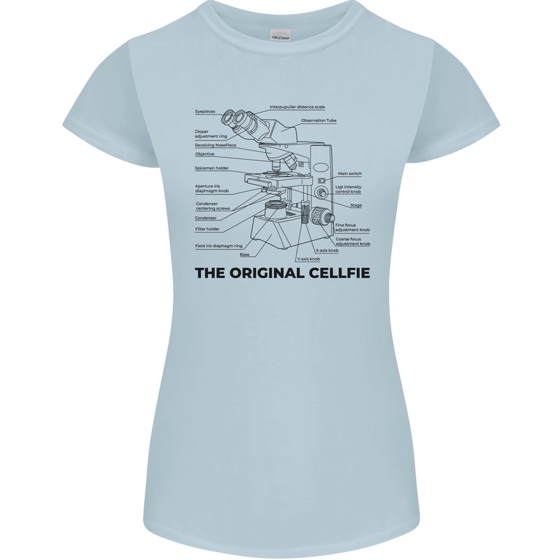 Microscope Original Sellfie Funny Biology Womens Petite Cut T-Shirt Light Blue