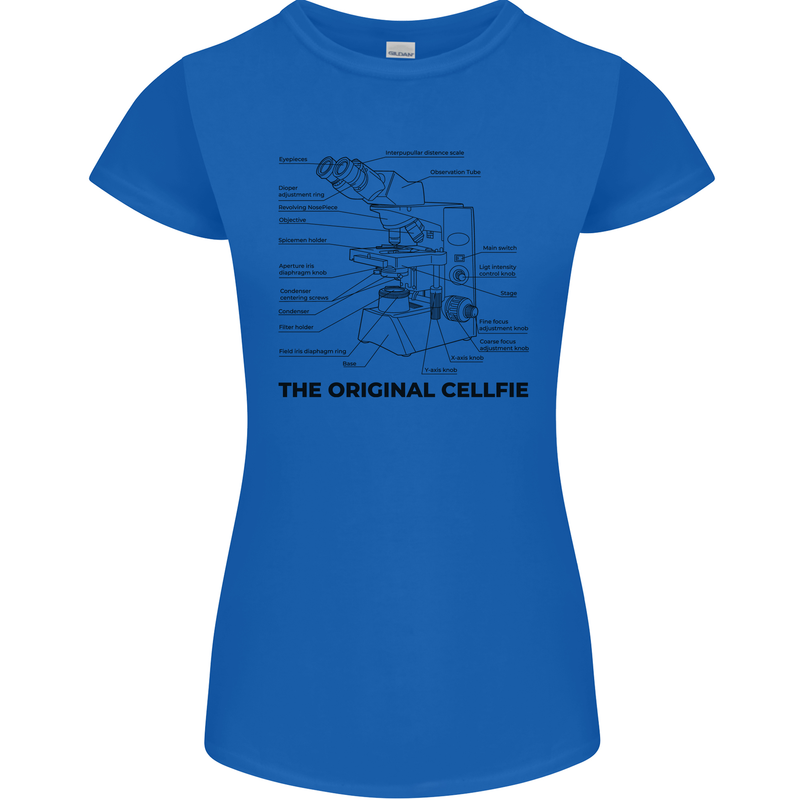 Microscope Original Sellfie Funny Biology Womens Petite Cut T-Shirt Royal Blue