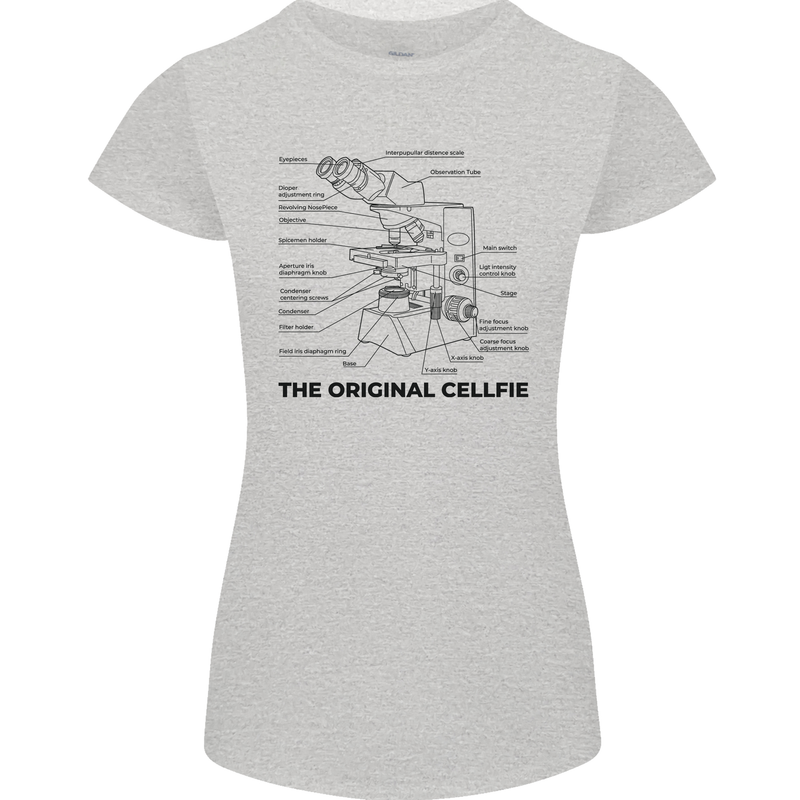 Microscope Original Sellfie Funny Biology Womens Petite Cut T-Shirt Sports Grey