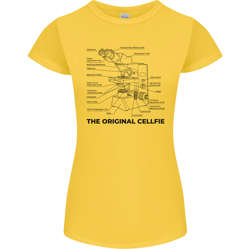 Microscope Original Sellfie Funny Biology Womens Petite Cut T-Shirt Yellow
