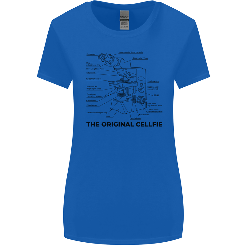 Microscope Original Sellfie Funny Biology Womens Wider Cut T-Shirt Royal Blue