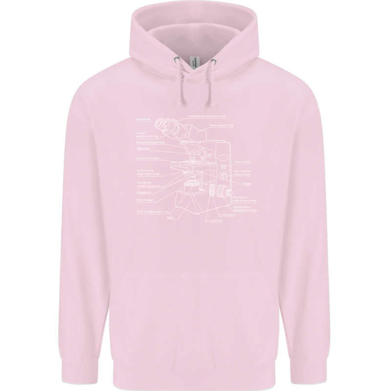 Microscope Science Biology Childrens Kids Hoodie Light Pink