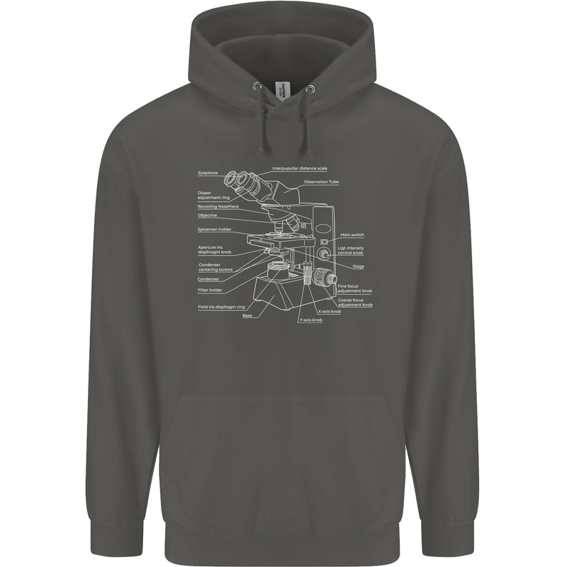 Microscope Science Biology Childrens Kids Hoodie Storm Grey
