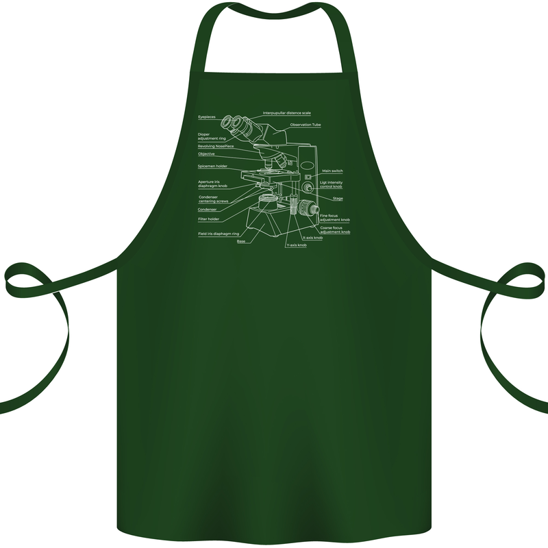 Microscope Science Biology Cotton Apron 100% Organic Forest Green