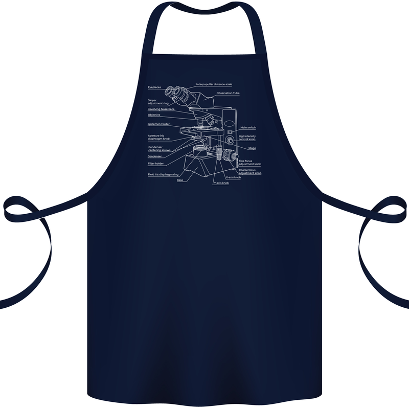 Microscope Science Biology Cotton Apron 100% Organic Navy Blue
