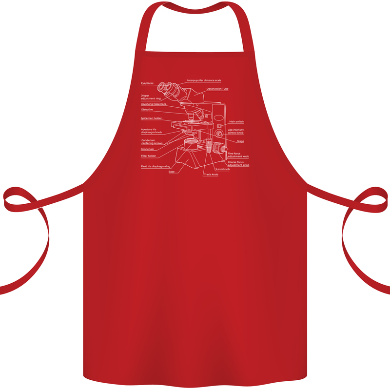 Microscope Science Biology Cotton Apron 100% Organic Red