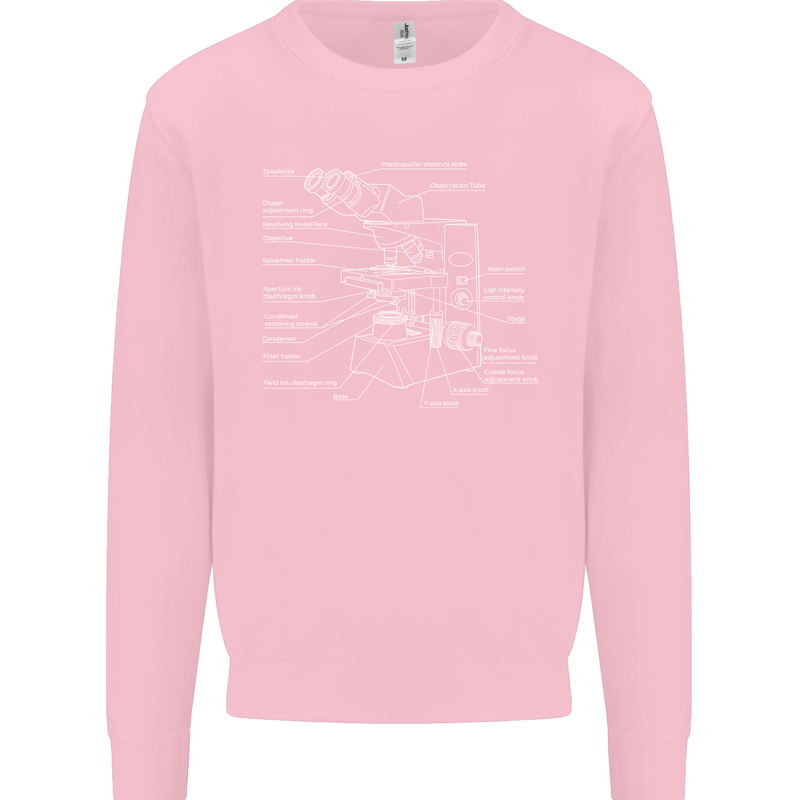 Microscope Science Biology Kids Sweatshirt Jumper Light Pink