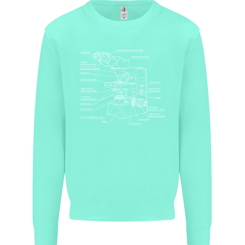 Microscope Science Biology Kids Sweatshirt Jumper Peppermint