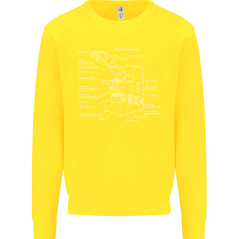 Microscope Science Biology Kids Sweatshirt Jumper Yellow