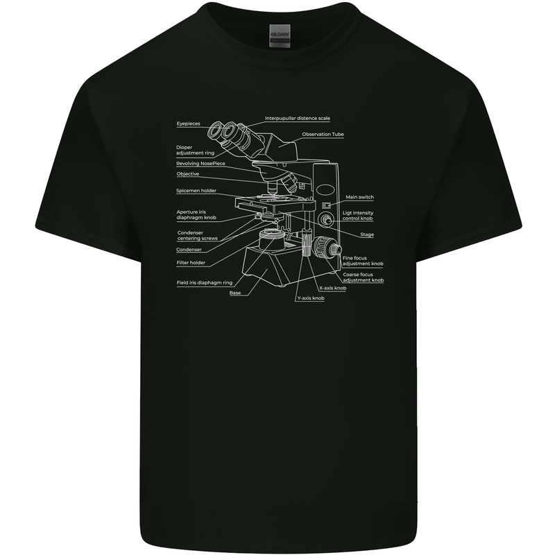 Microscope Science Biology Kids T-Shirt Childrens Black