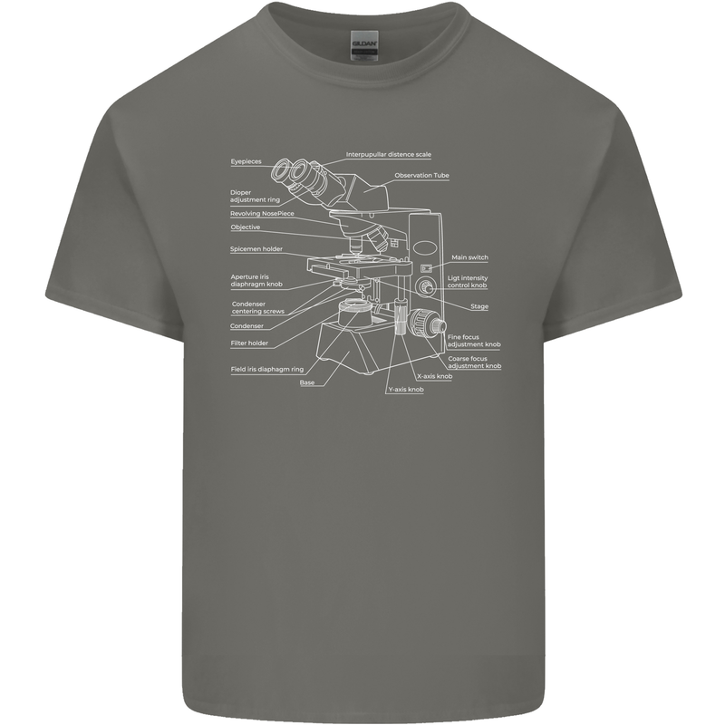Microscope Science Biology Kids T-Shirt Childrens Charcoal