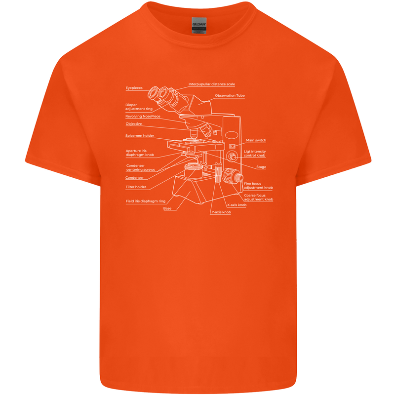 Microscope Science Biology Kids T-Shirt Childrens Orange