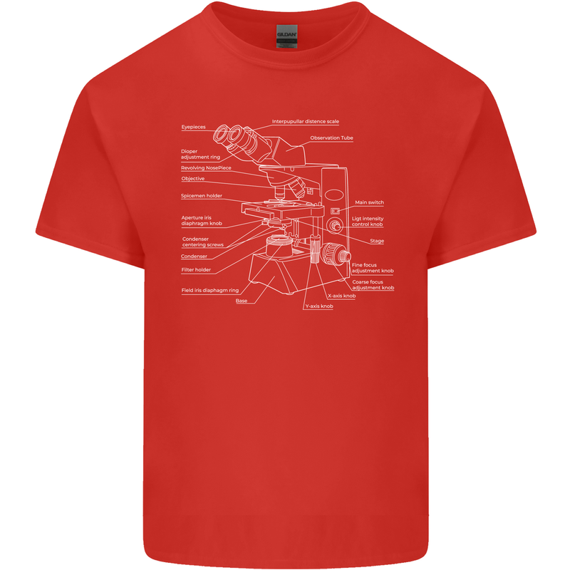 Microscope Science Biology Kids T-Shirt Childrens Red