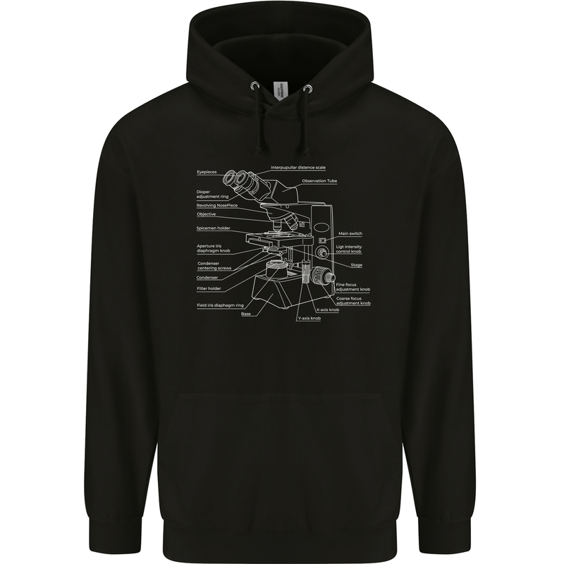 Microscope Science Biology Mens 80% Cotton Hoodie Black