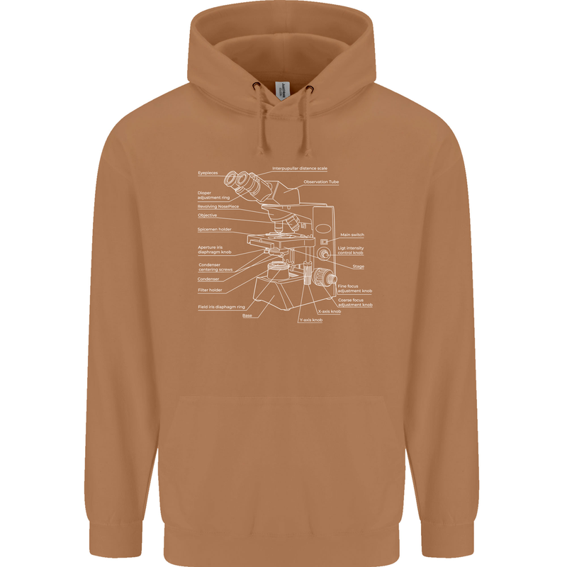 Microscope Science Biology Mens 80% Cotton Hoodie Caramel Latte