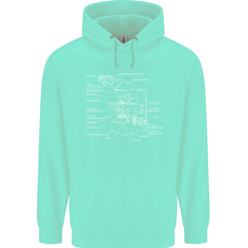 Microscope Science Biology Mens 80% Cotton Hoodie Peppermint