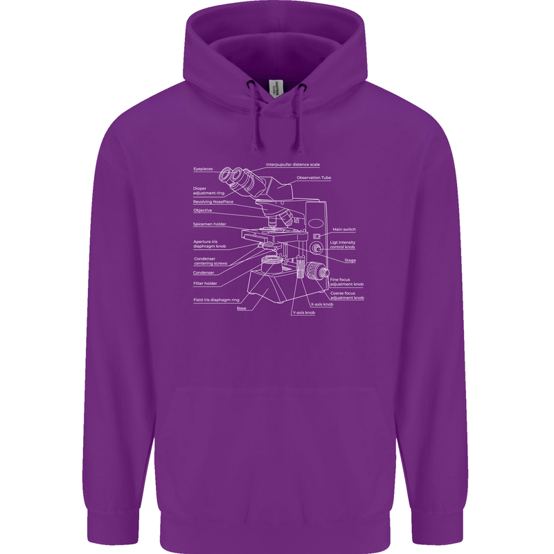 Microscope Science Biology Mens 80% Cotton Hoodie Purple