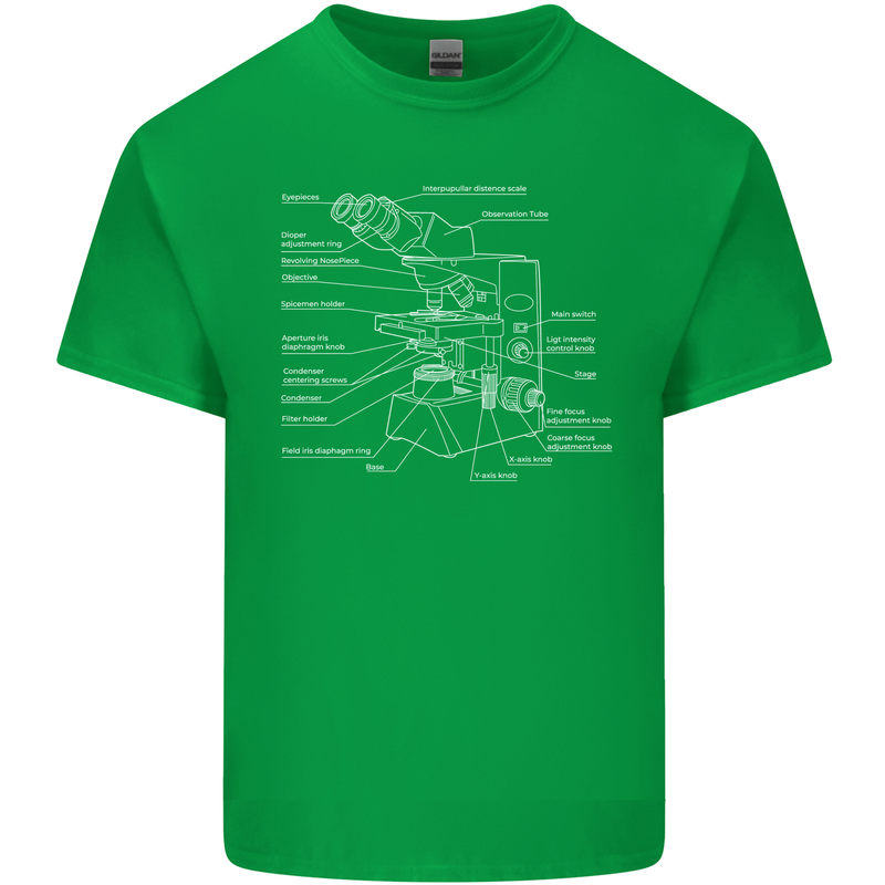 Microscope Science Biology Mens Cotton T-Shirt Tee Top Irish Green