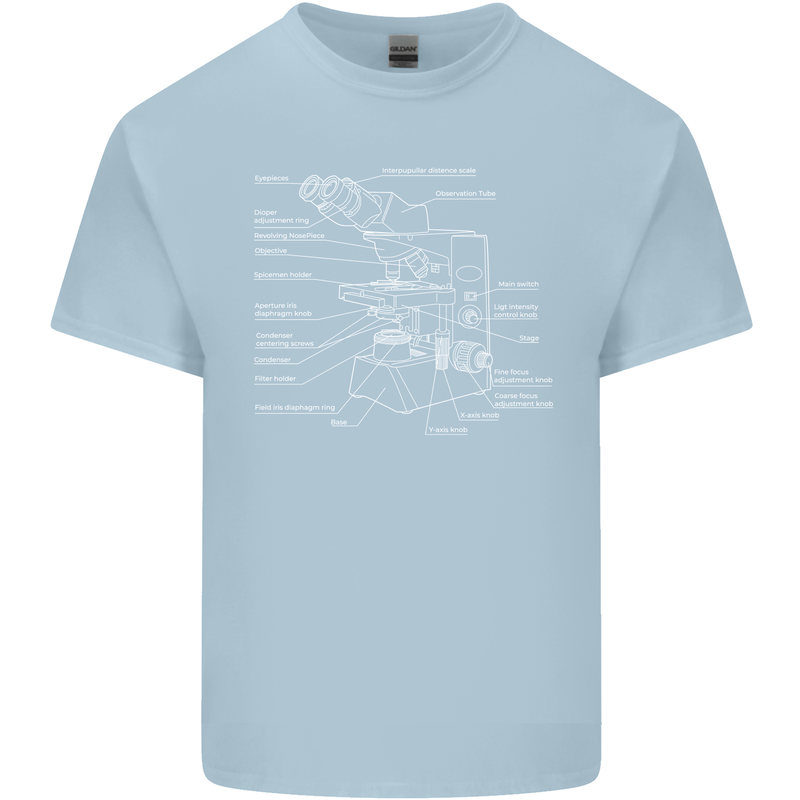 Microscope Science Biology Mens Cotton T-Shirt Tee Top Light Blue