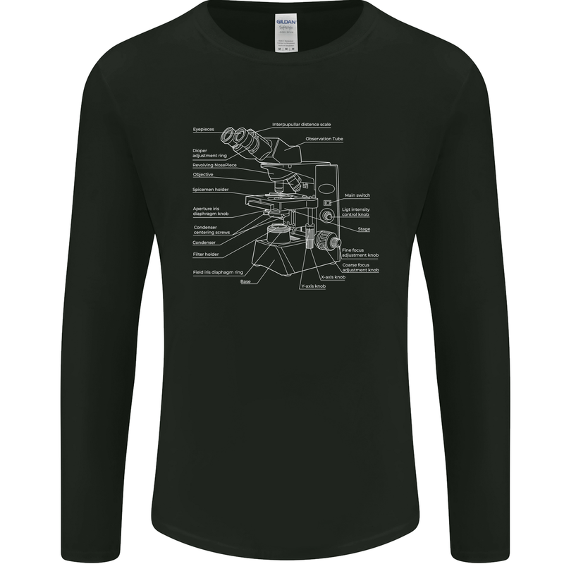 Microscope Science Biology Mens Long Sleeve T-Shirt Black