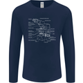 Microscope Science Biology Mens Long Sleeve T-Shirt Navy Blue