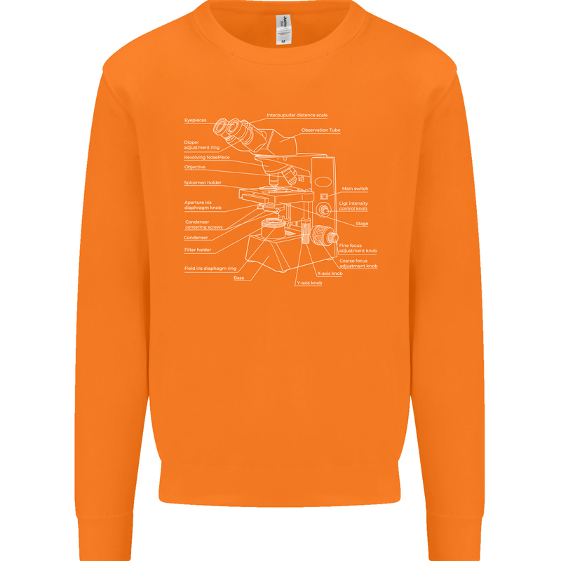 Microscope Science Biology Mens Sweatshirt Jumper Orange