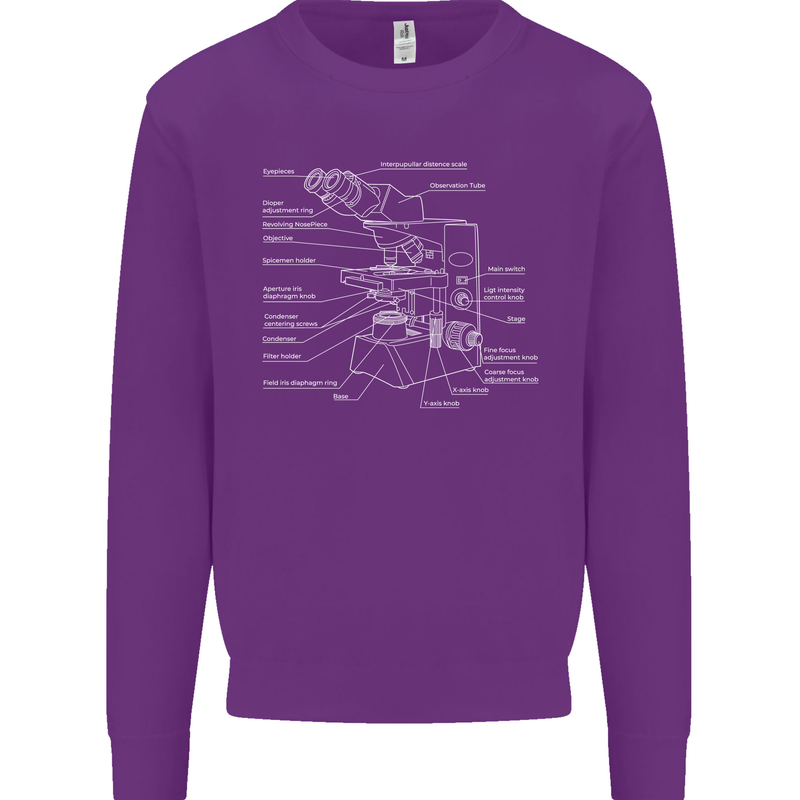 Microscope Science Biology Mens Sweatshirt Jumper Purple