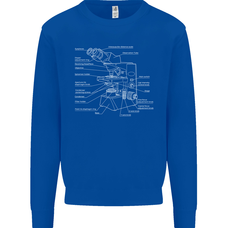 Microscope Science Biology Mens Sweatshirt Jumper Royal Blue