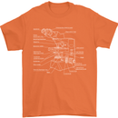 Microscope Science Biology Mens T-Shirt Cotton Gildan Orange