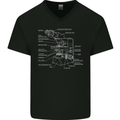 Microscope Science Biology Mens V-Neck Cotton T-Shirt Black