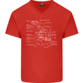 Microscope Science Biology Mens V-Neck Cotton T-Shirt Red