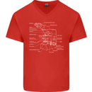 Microscope Science Biology Mens V-Neck Cotton T-Shirt Red