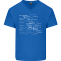 Microscope Science Biology Mens V-Neck Cotton T-Shirt Royal Blue
