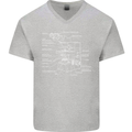 Microscope Science Biology Mens V-Neck Cotton T-Shirt Sports Grey