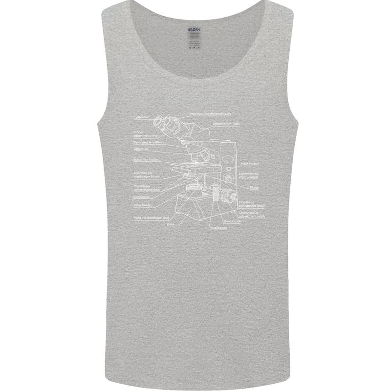 Microscope Science Biology Mens Vest Tank Top Sports Grey